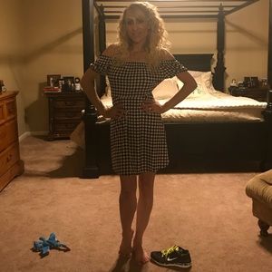 Checkered white and black dress
